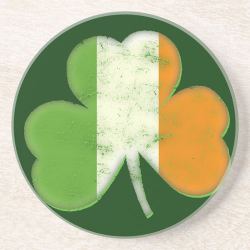 Vintage Irish Flag Shamrock Coaster