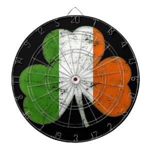 Vintage Irish Flag Shamrock Dartboard With Darts
