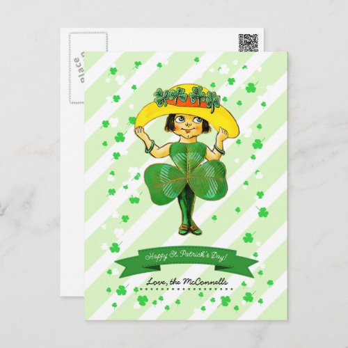 Vintage Irish Girl Custom Name St Patricks Day  Postcard