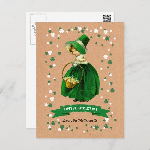 Vintage Irish Girl Custom Name St Patricks Day   Postcard