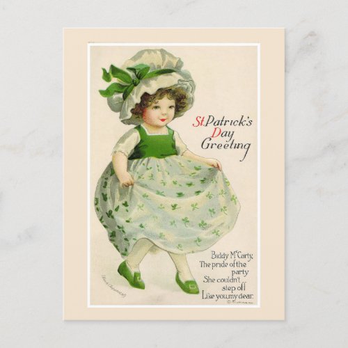 Vintage Irish Girl St Patricks Day Holiday Postcard