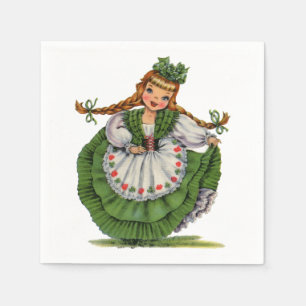 Vintage Irish Girl Traditional Dress Napkins