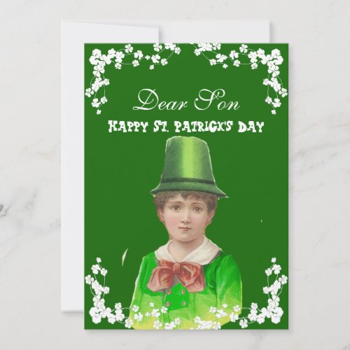 Vintage Irish Hat St Patricks Day SonGrandson  Holiday Card