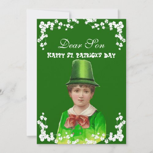 Vintage Irish Hat St Patricks Day SonGrandson   Holiday Card