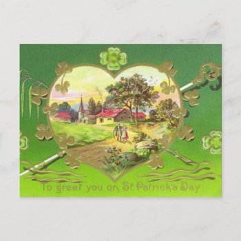 Vintage Irish Heart St. Patrick's Day Postcard by golden_oldies at Zazzle