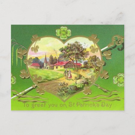 Vintage Irish Heart St. Patrick's Day Postcard