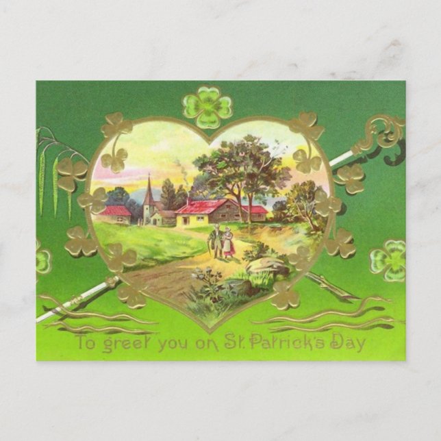 Vintage Irish Heart St. Patrick's Day Postcard (Front)
