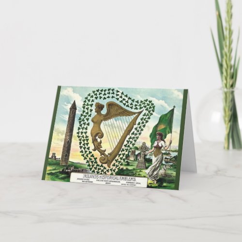 Vintage Irish Historical Emblems St Patricks Day Card