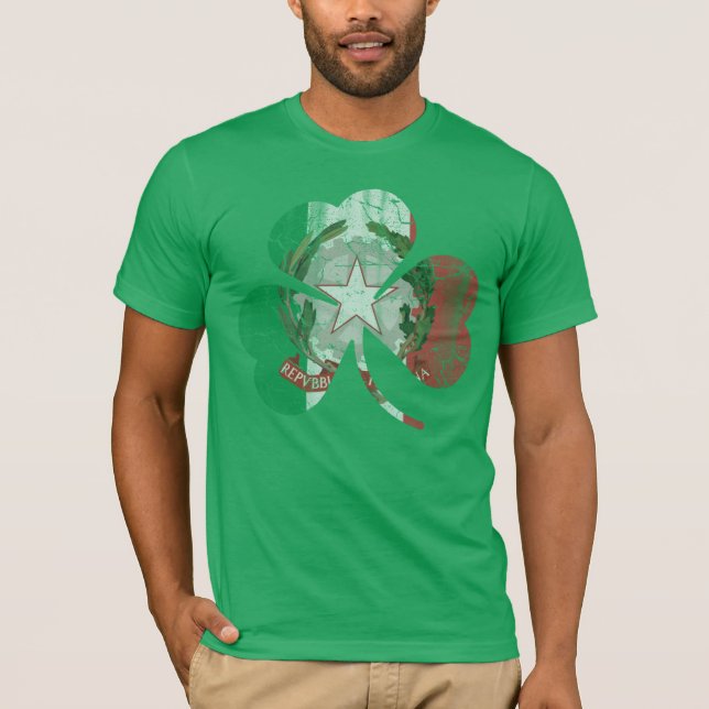 Vintage Irish Italian Flag Shamrock Heritage T-Shirt (Front)