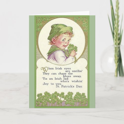 Vintage Irish Lad St Patricks Day Card