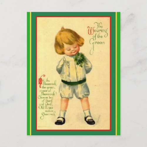 Vintage Irish Laddie _ St Patricks Greeting Postcard