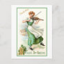 Vintage Irish Lass with Fiddle Postcard