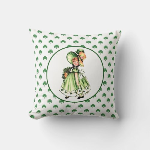 Vintage Irish Little Girl Gift Throw Pillow