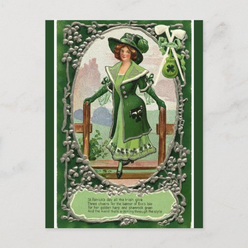 Vintage Irish Maid Coming Through the Style Postcard