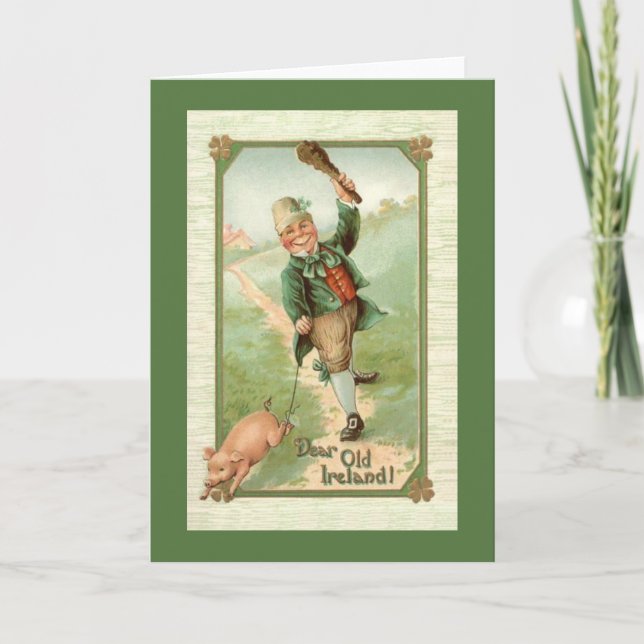 Vintage Irish Pig St. Patrick's Day Card (Front)