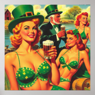 Vintage Irish Pin Up Girl Poster