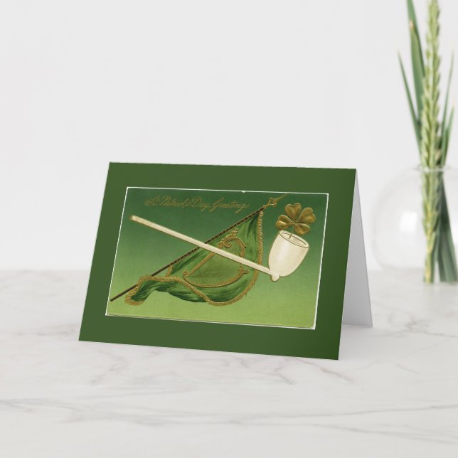 Vintage Irish Pipe and Flag Greeting Card (Front)