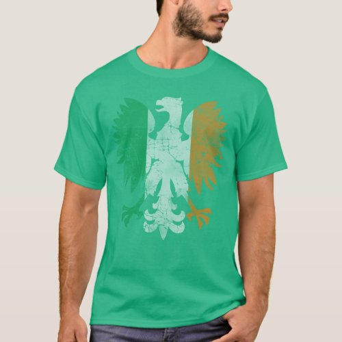 Vintage Irish Polish Heritage Eagle Flag T_Shirt