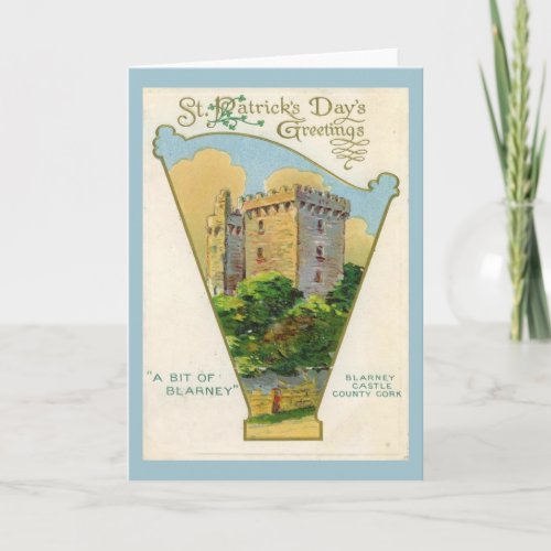 Vintage Irish St Patricks Day Blarney Castle Card