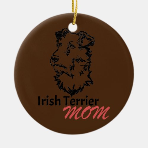 Vintage Irish Terrier Mom Irish Terrier Loves Ceramic Ornament