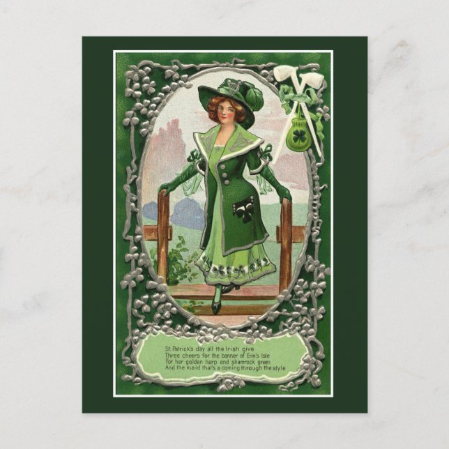 Vintage Irish Women St. Patrick's Day Holiday Postcard (Front)