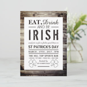 Vintage Irish Wood St Patrick's Day Invitation