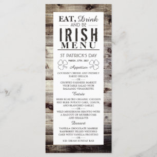 Vintage Irish Wood St Patrick's Day Menu