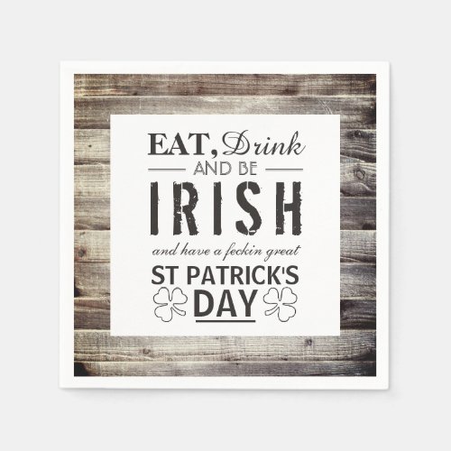 Vintage Irish Wood St Patricks Day Napkins