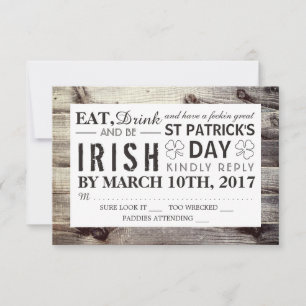 Vintage Irish Wood St Patrick's Day RSVP Card