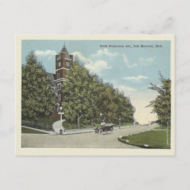 Vintage Iron Mountain Michigan Postcard (Front)
