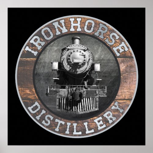 Vintage Ironhorse Distillery In Wood And Metal Poster