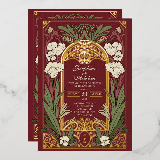 Vintage Ironwork and Art Nouveau | Editable Colors Foil Invitation