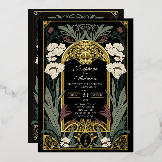 Vintage Ironwork & Moody Art Nouveau Foil Invitation