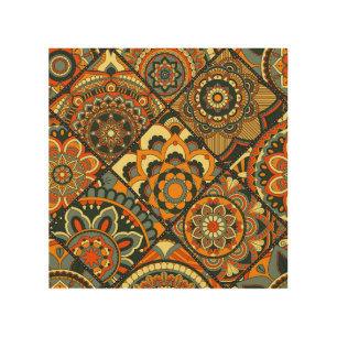Vintage Islamic motifs, decorative seamless. Wood Wall Art
