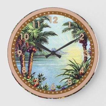 Vintage Island Large Clock by stellerangel at Zazzle