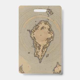 Vintage Island Map Antique Fantasy Cartography Badge