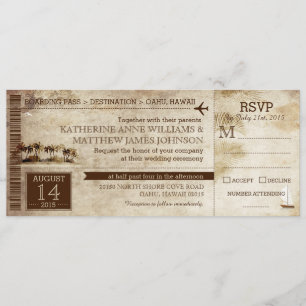 Vintage Island Retreat Beach Destination Wedding Invitation