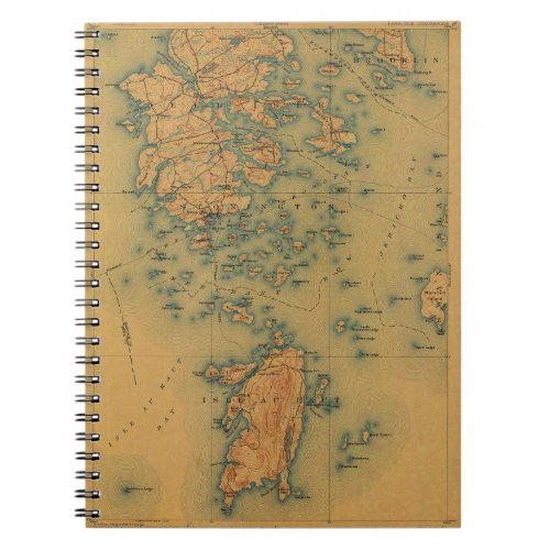 Vintage Isle au Haut and Deer Isle Maine Map Notebook