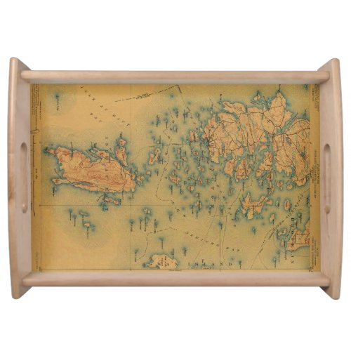 Vintage Isle au Haut and Deer Isle Maine Map Serving Tray