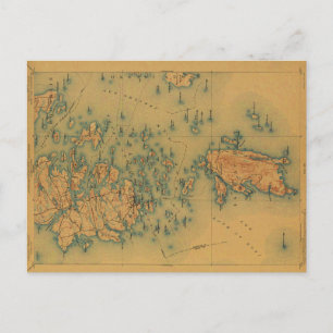 Vintage Isle au Haut, Maine Map Postcard