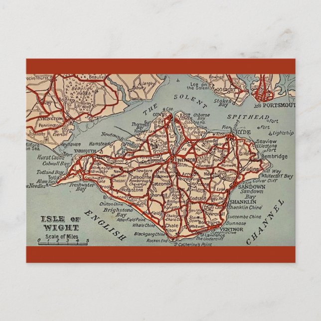 Vintage Isle of Wight Map Postcard (Front)