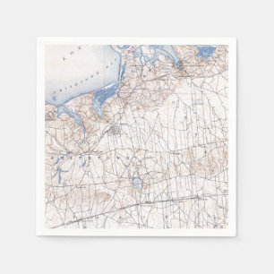 Vintage Islip Brookhaven Long Island New York Map Napkins