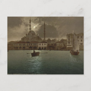 Vintage Istanbul cityscape with moon light Postcard