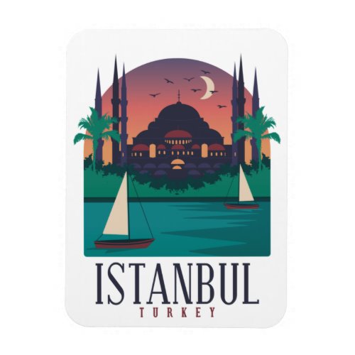 Vintage Istanbul Turkey Skyline Photo Magnet