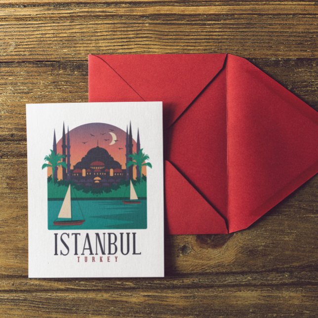 Vintage Istanbul Turkey Skyline   Postcard (Classic Vintage Istanbul Turkey Skyline Postcard)