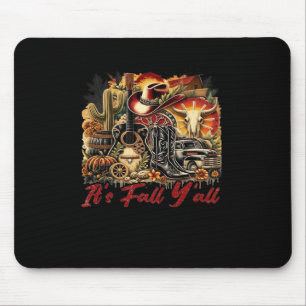 Vintage It’s Fall Y’all Cowgirl Boots Guitar Pumpk Mouse Pad
