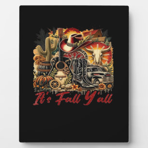 Vintage It’s Fall Y’all Cowgirl Boots Guitar Pumpk Plaque