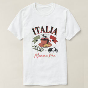 Vintage Italia Coffee, Retro Scooter & Mamma Mia T-Shirt