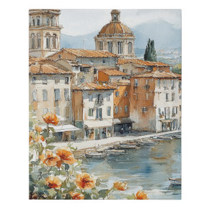 Vintage Italian Amalfi Coast Watercolor Art Print