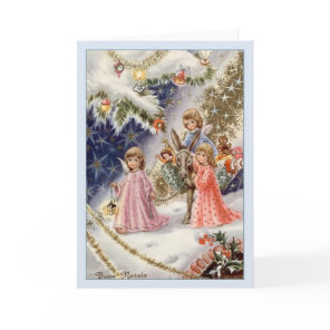 Vintage Italian Angels Buon Natale Christmas Card